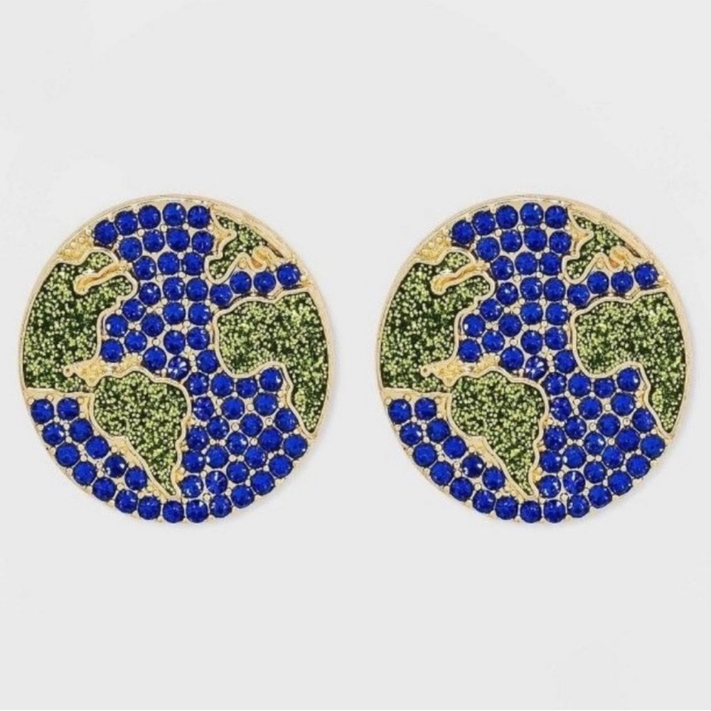 Baublebar Globetrotter Earrings Nickel Free Globe Bling Rhinestones Sugarfix